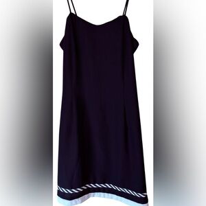 Vintage 90s Blue Slip Dress Made in USA Strappy Minimalist Sporty Hem